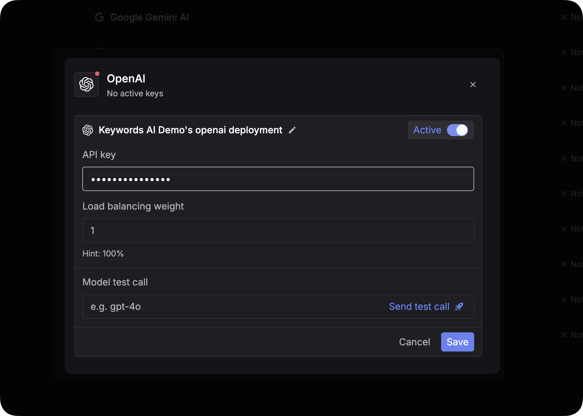 Keywords AI Credentials Page