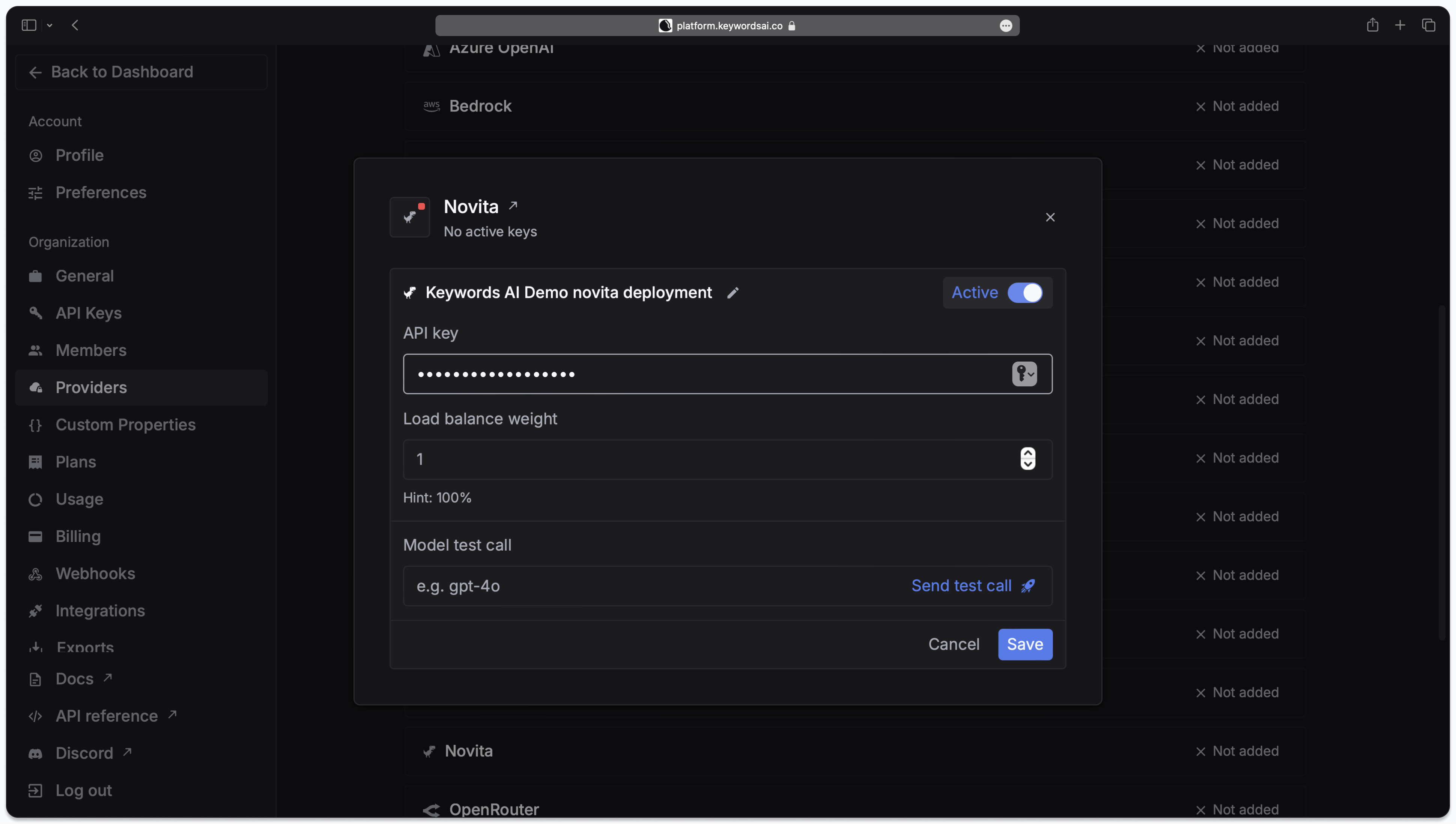 Keywords AI Credentials Page