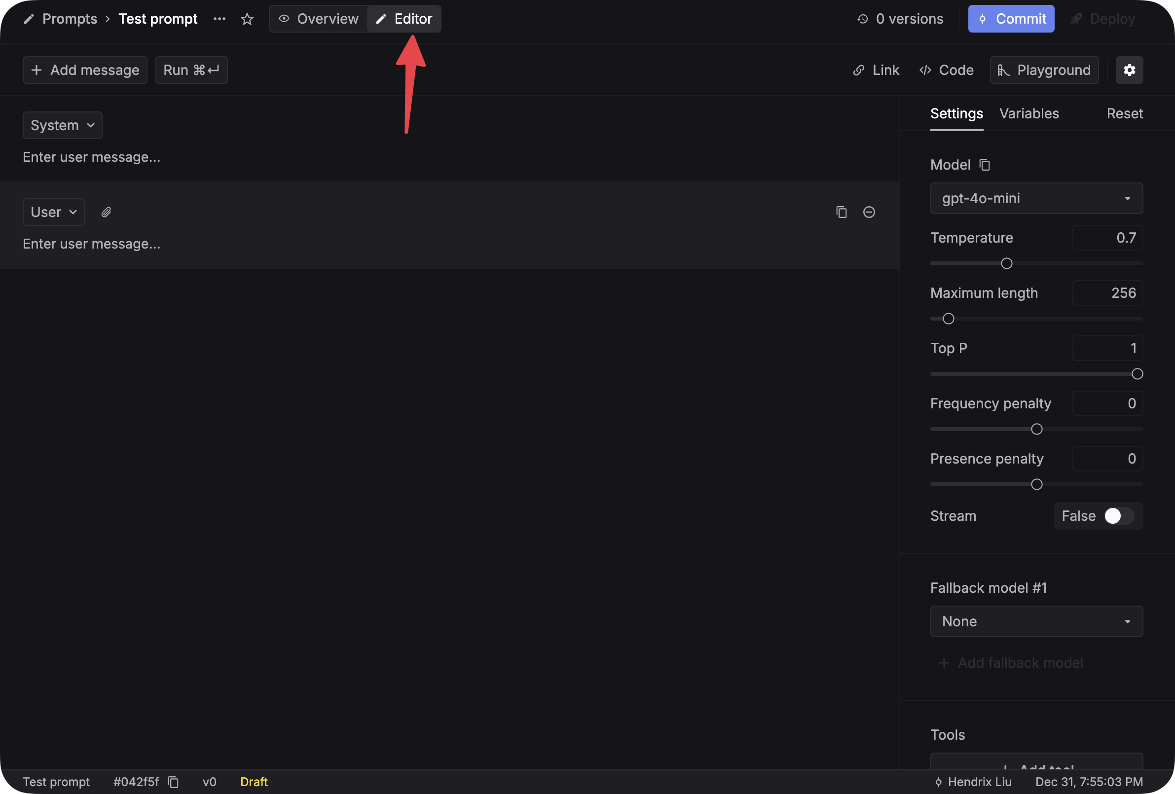 Create prompt placeholder