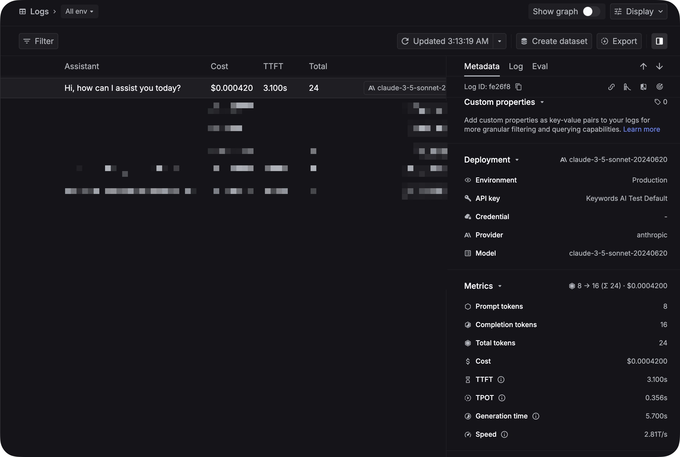 Logs page placeholder