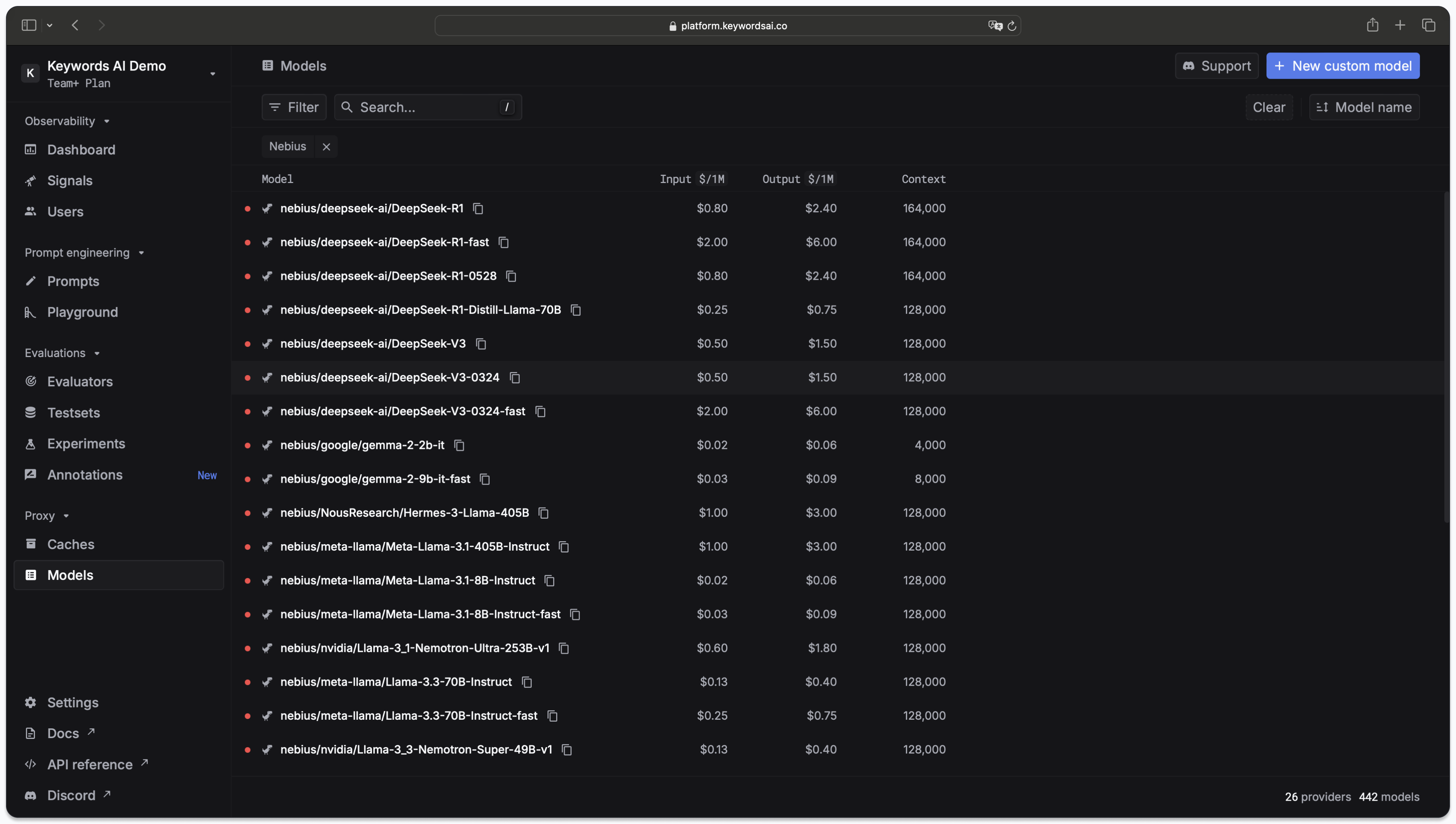 Keywords AI Credentials Page