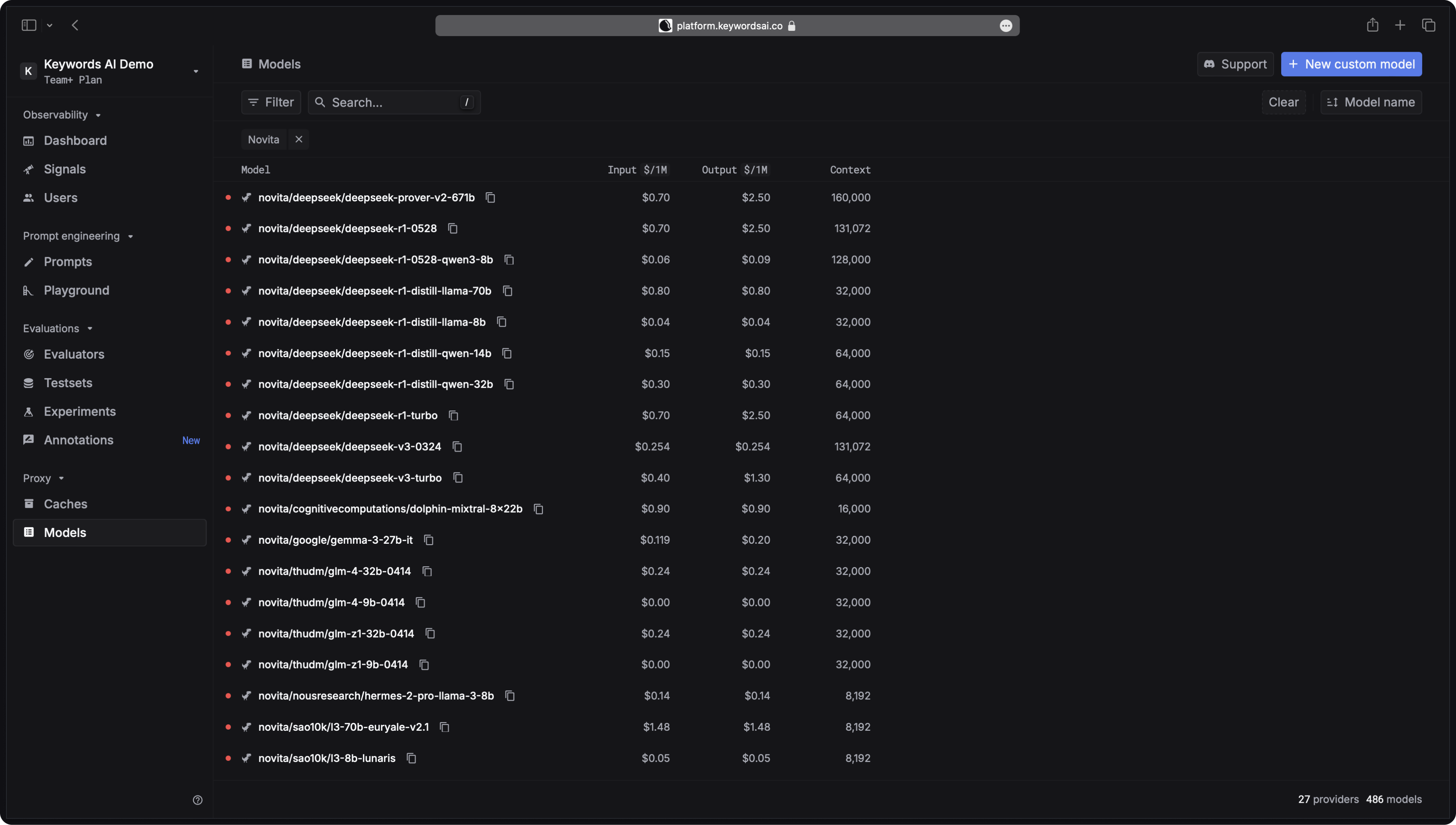 Keywords AI Credentials Page