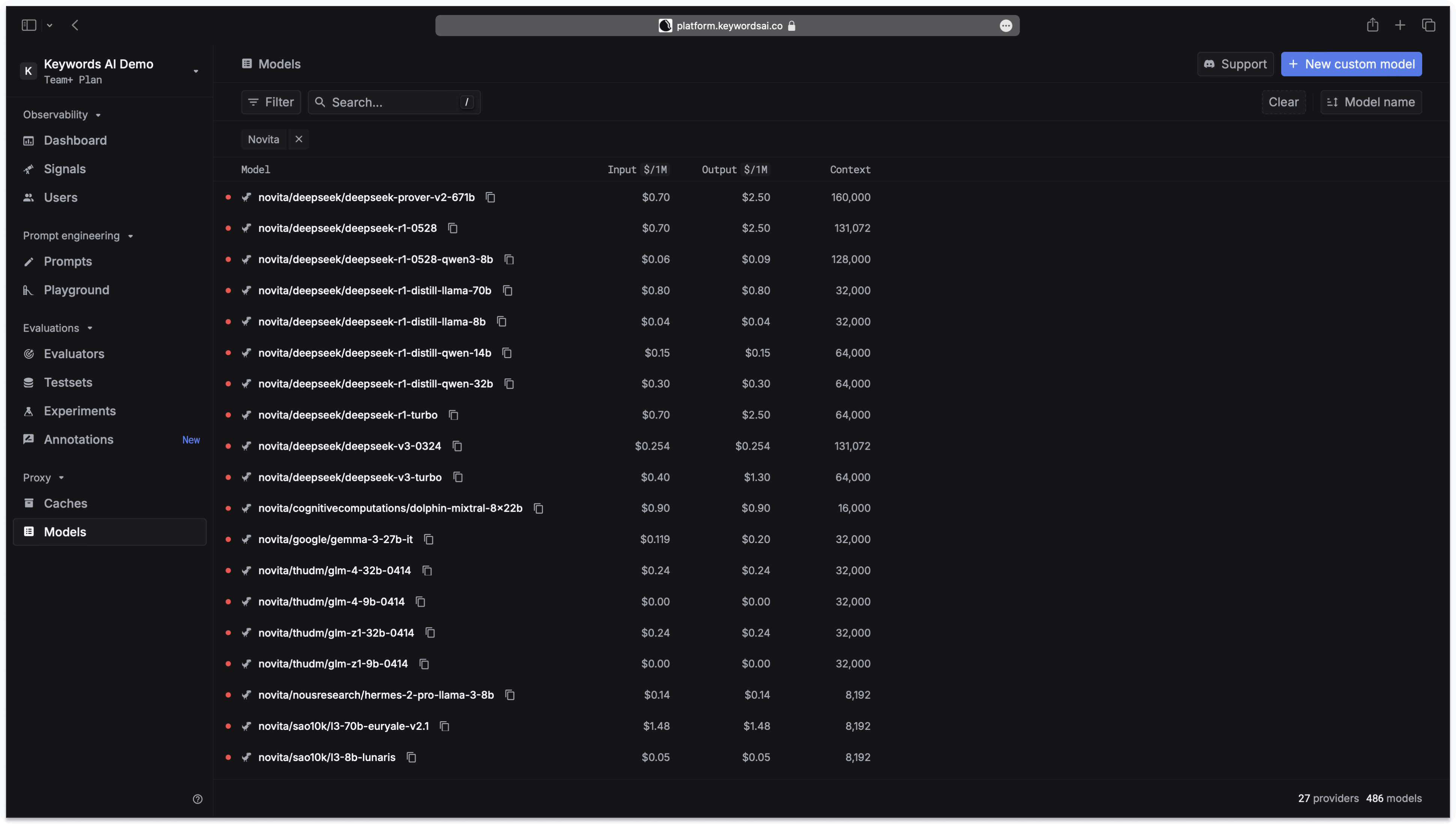 Keywords AI Credentials Page