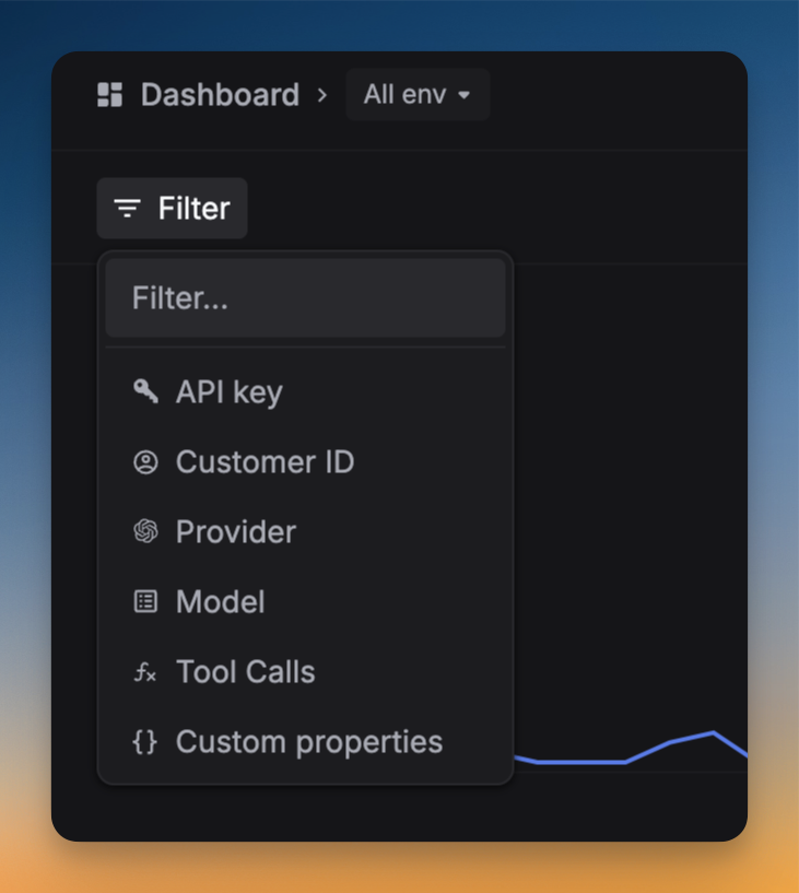 Dashboard Filter Options