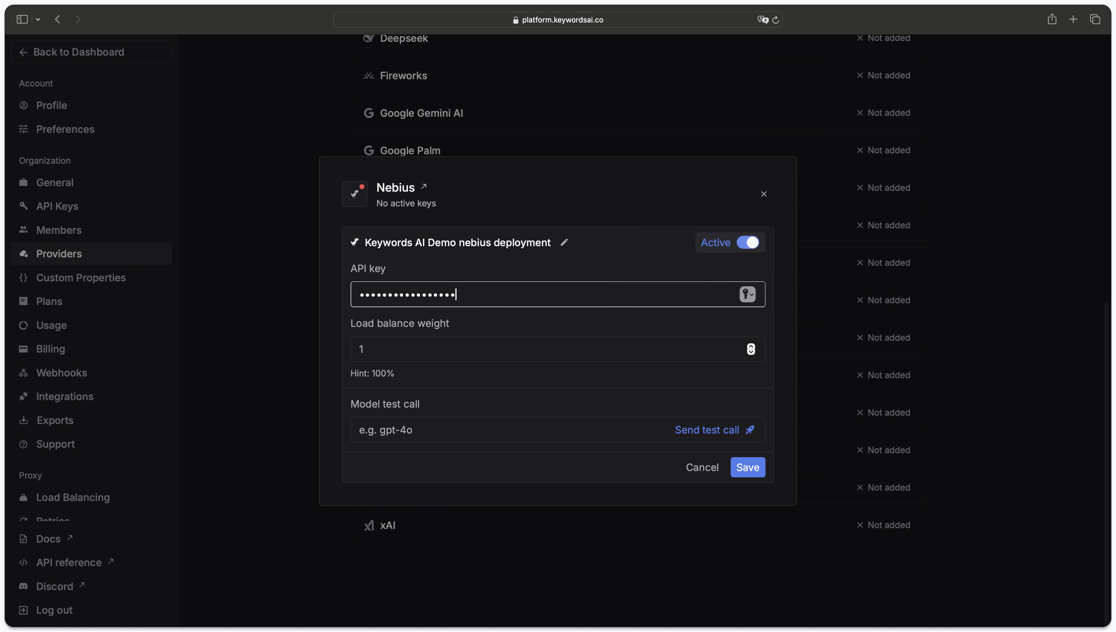 Keywords AI Credentials Page