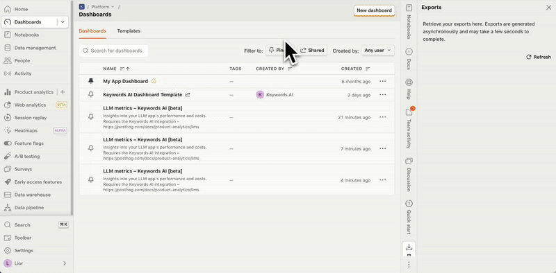 Keywords AI and PostHog integration