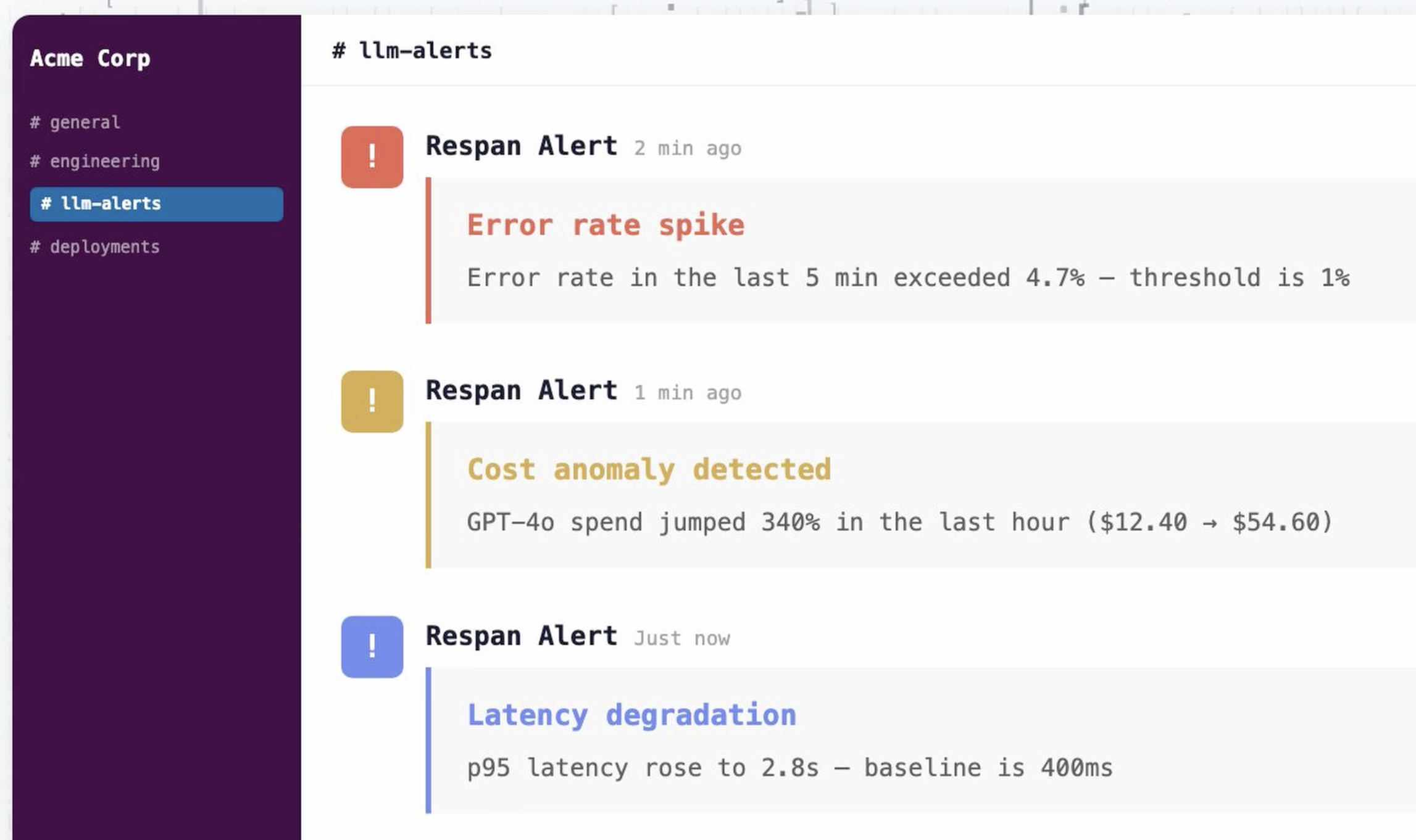 Slack alerts